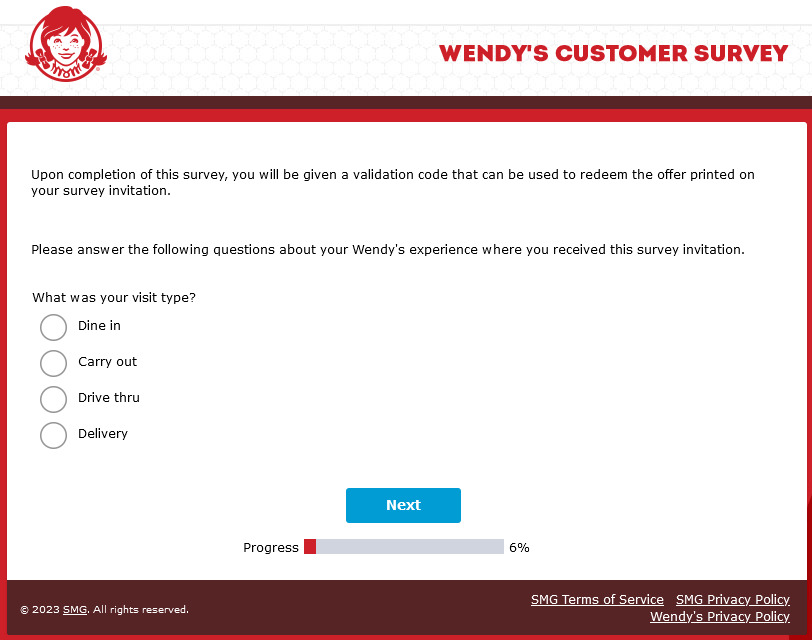 TalkToWendys.com survey