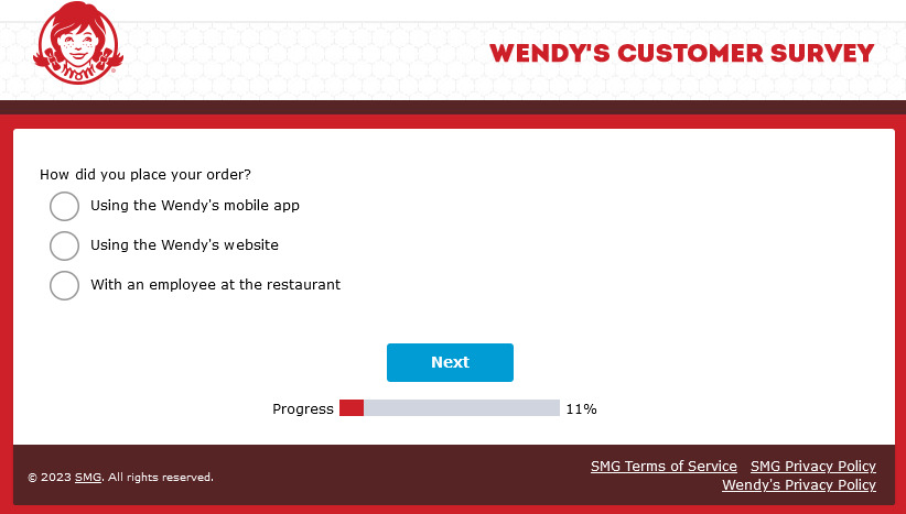TalkToWendys.com survey